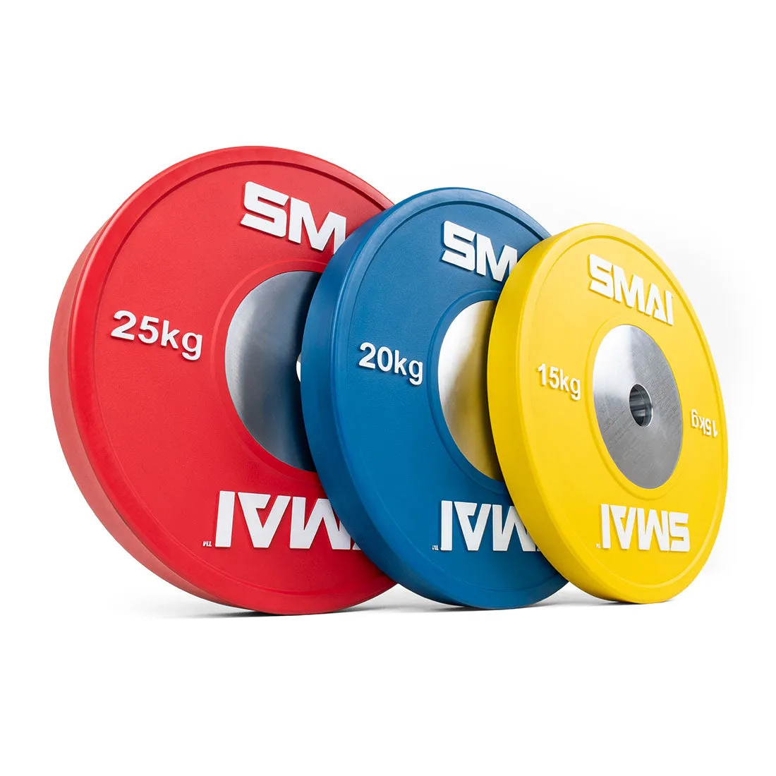 Competition Bumper Plate Set with Barbell - 120kg Smai
