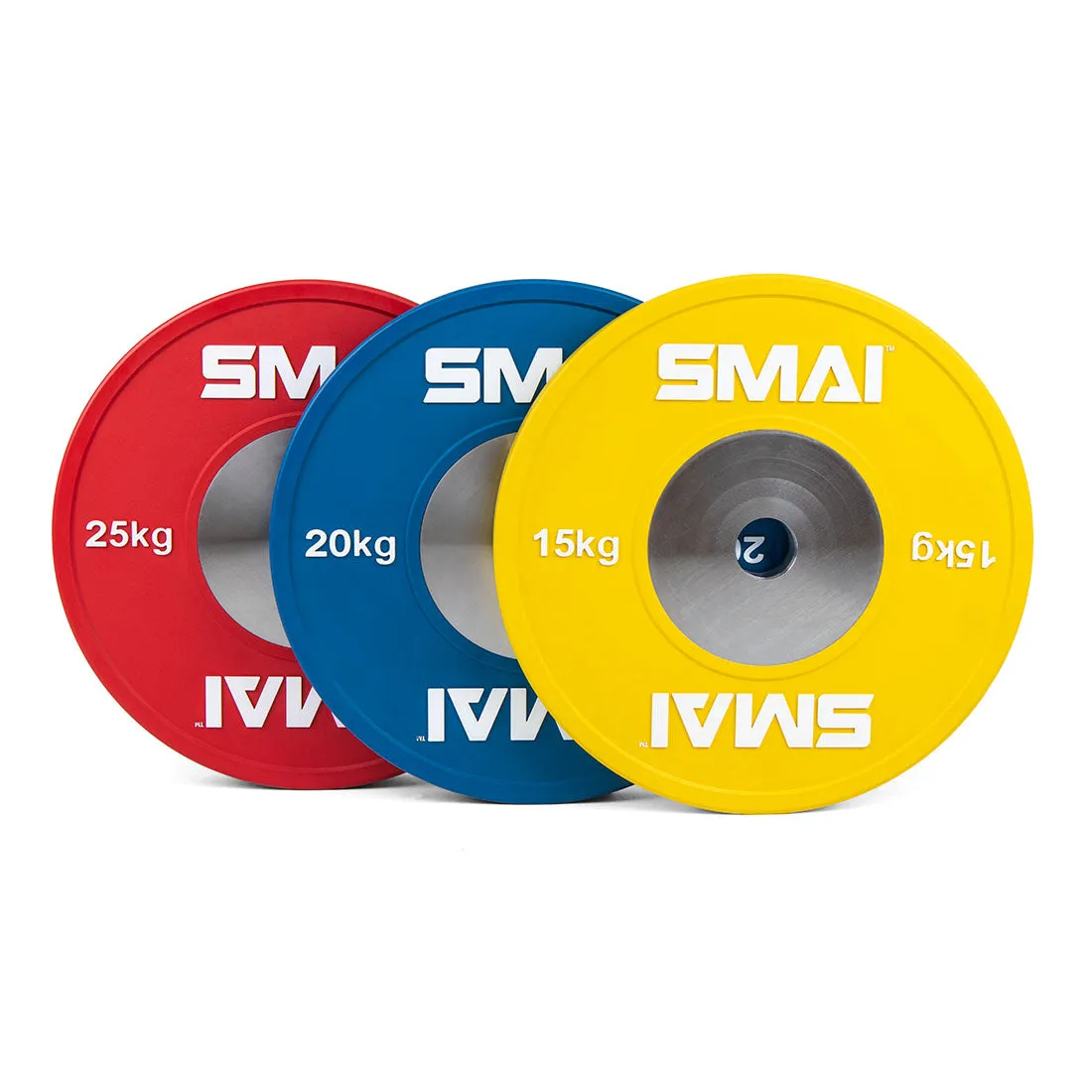 Competition Bumper Plate Set with Barbell - 120kg Smai