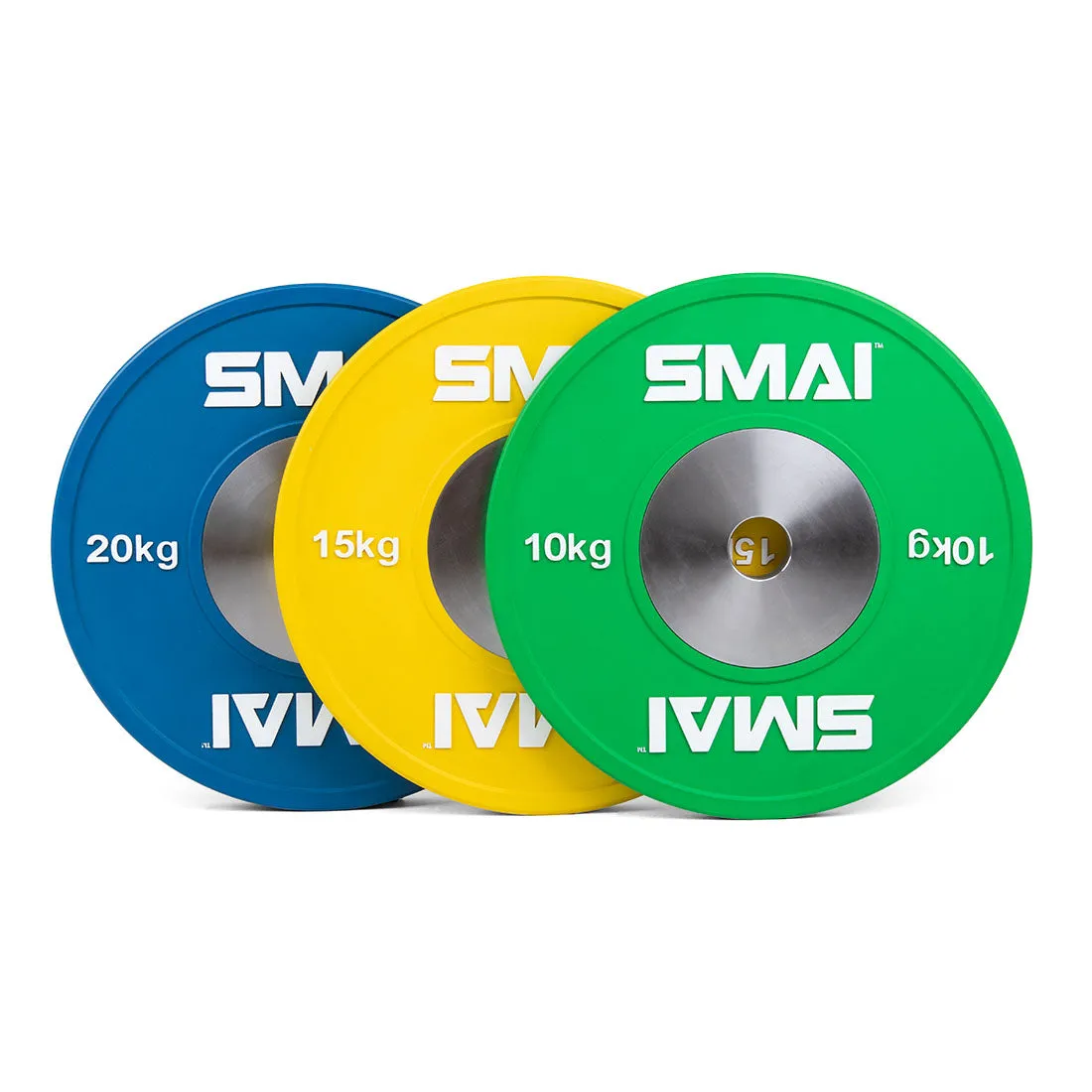 Competition Bumper Plate Set with Barbell - 90kg Smai