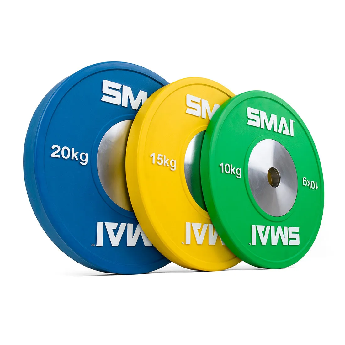 Competition Bumper Plate Set with Barbell - 90kg Smai