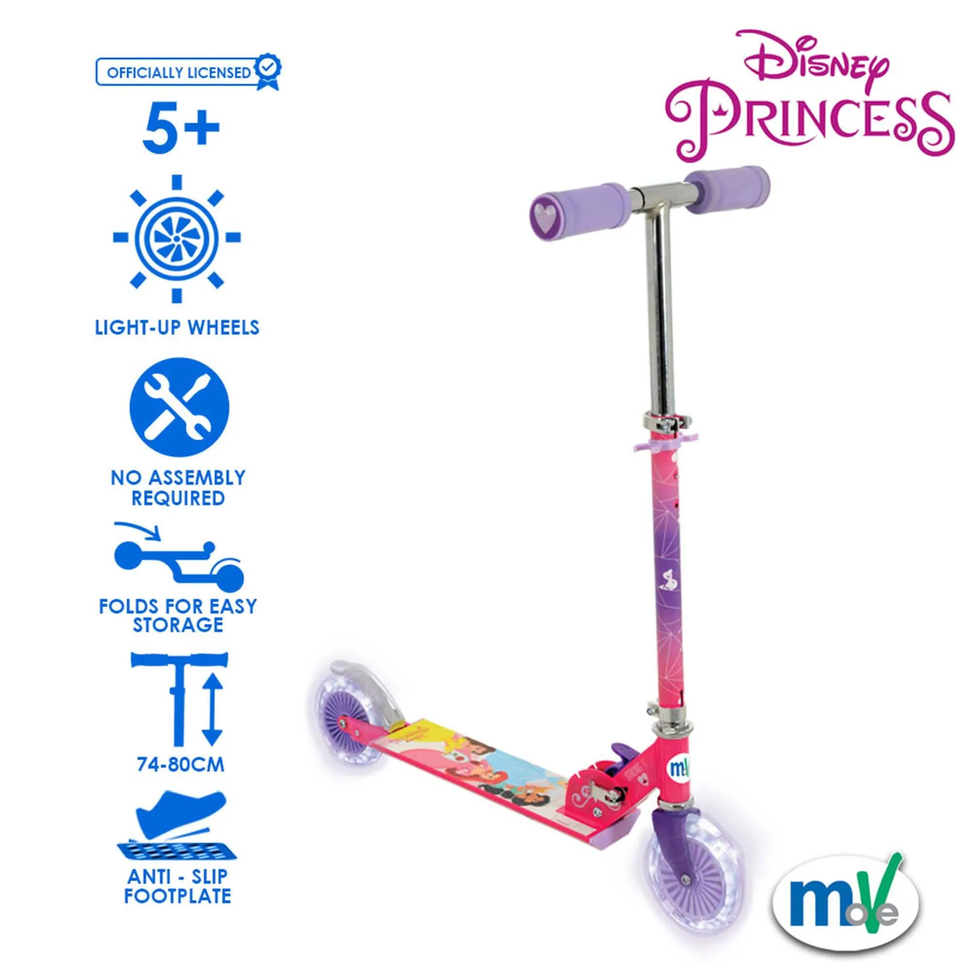 Disney Princess Folding 2-Wheel Inline Scooter with Light Up Wheels