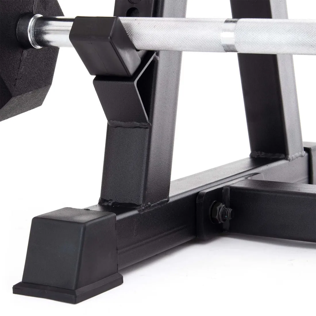 Fixed Barbell Set & Rack - Rubber Hex Pump Bar Smai