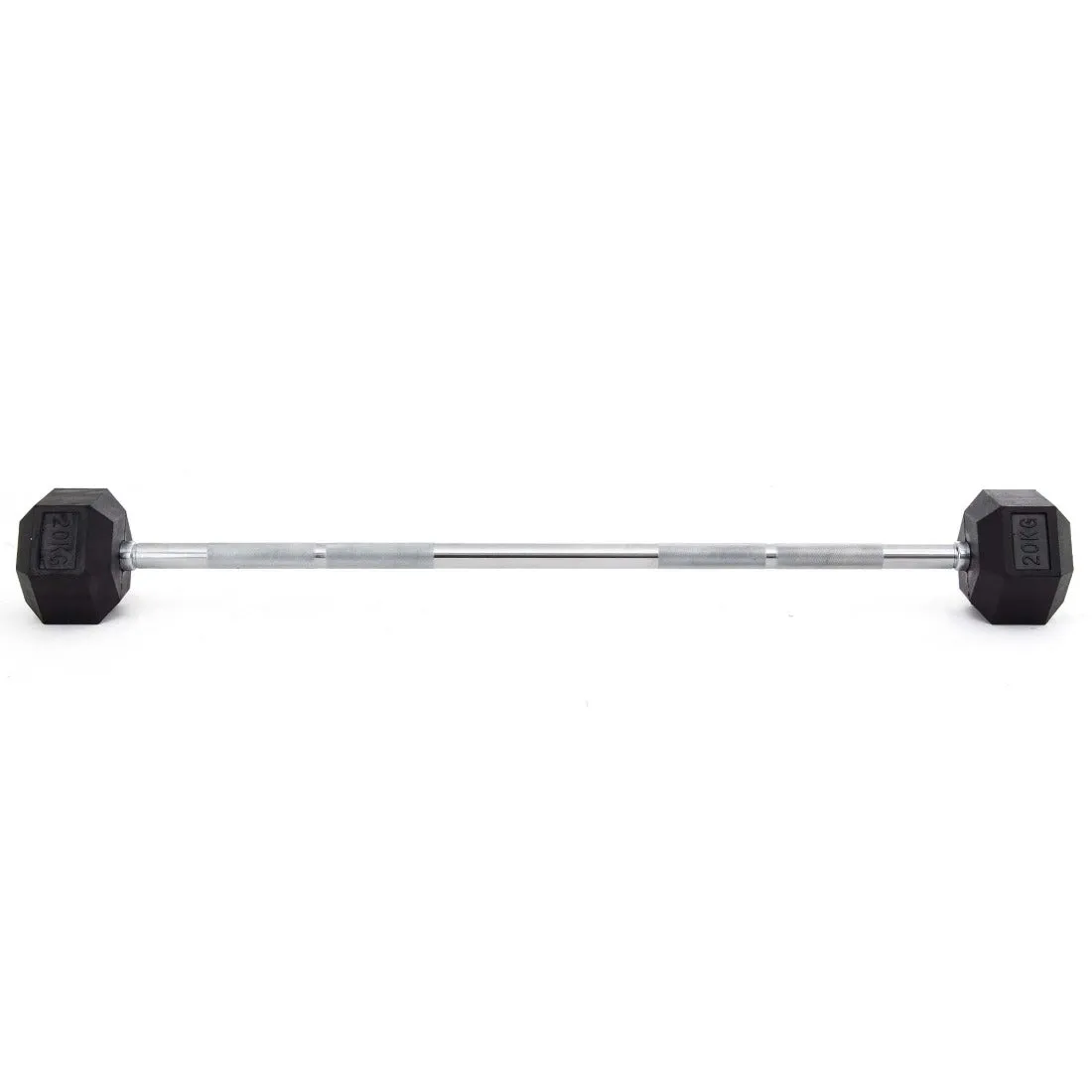 Fixed Barbell Set & Rack - Rubber Hex Pump Bar Smai