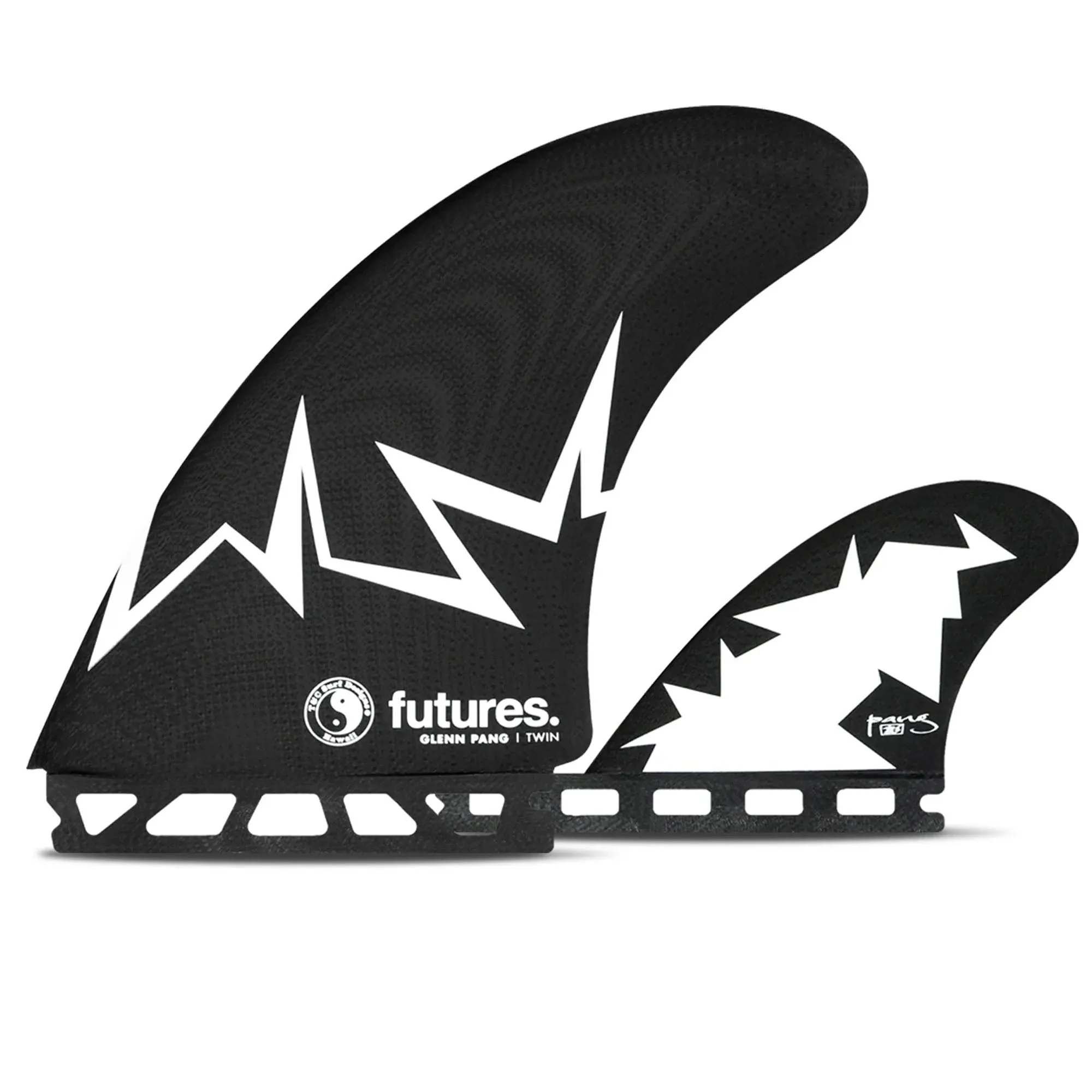 Futures Glenn Pang Twin   1 Surfboard Fin Set - Black/White