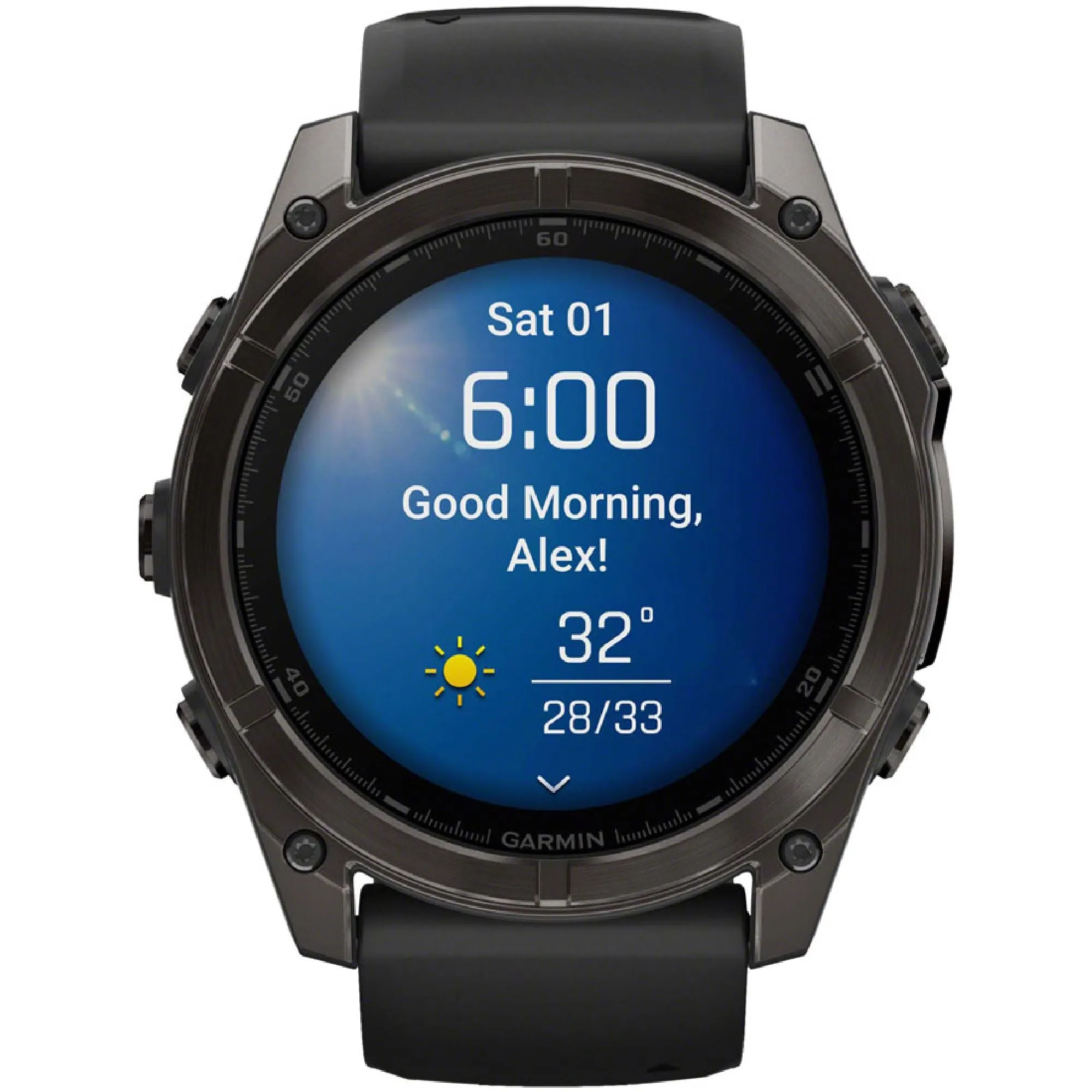 Garmin fenix 8 Smartwatch - 51mm AMOLED Sapphire Carbon Gray DLC Titanium BLK/Pebble Gray Silicone