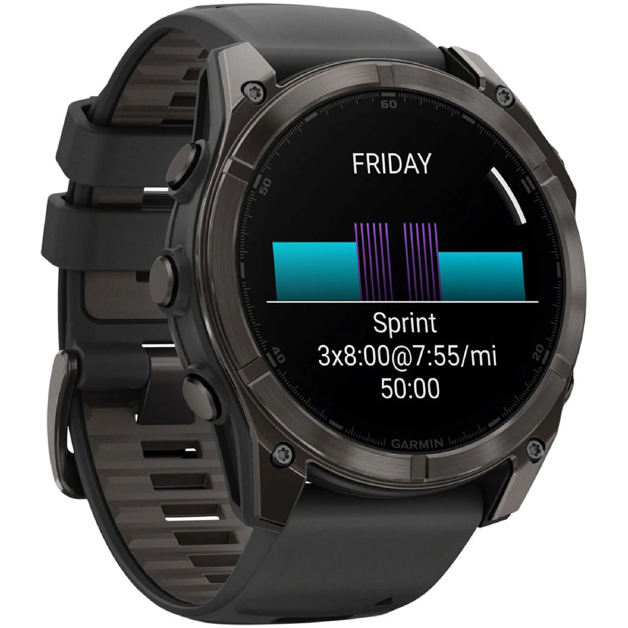 Garmin fenix 8 Smartwatch - 51mm AMOLED Sapphire Carbon Gray DLC Titanium BLK/Pebble Gray Silicone