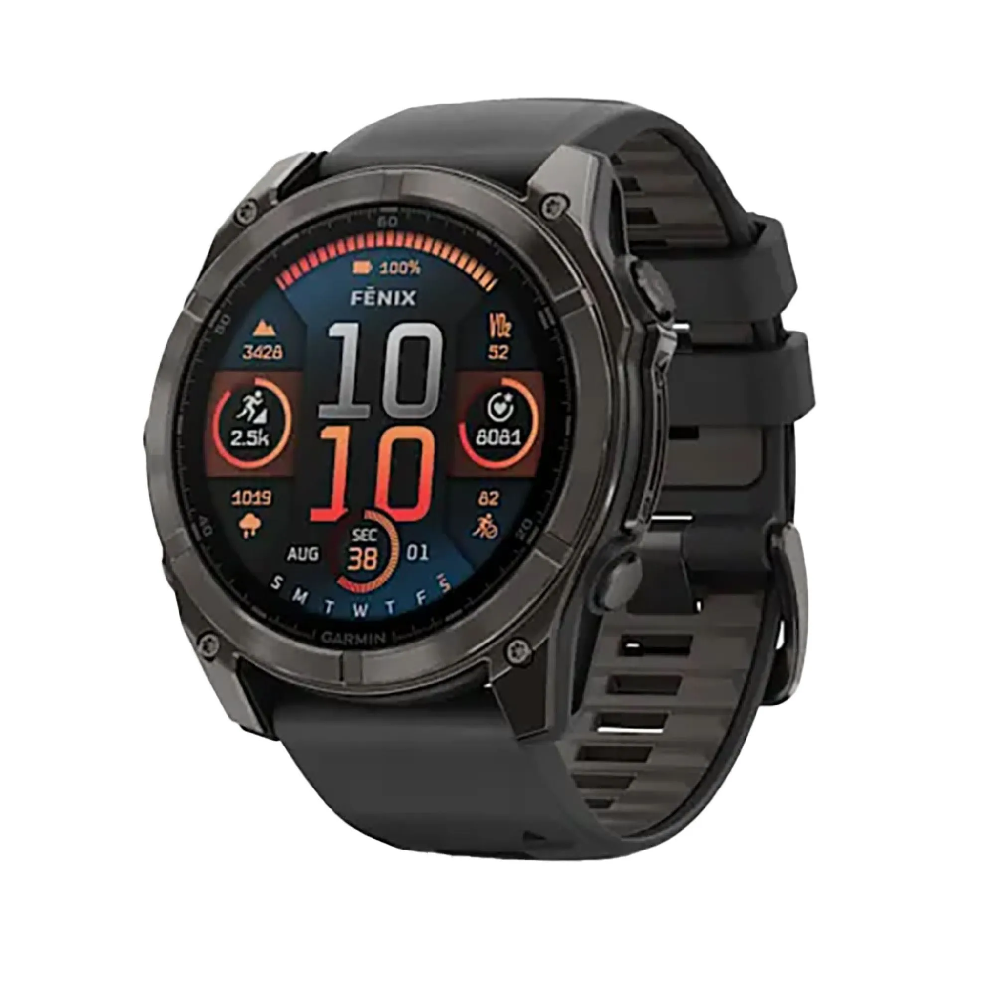 Garmin fenix 8 Smartwatch - 51mm AMOLED Sapphire Carbon Gray DLC Titanium BLK/Pebble Gray Silicone
