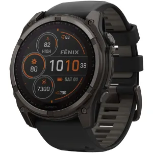 Garmin fenix 8 Smartwatch - 51mm Solar Sapphire Carbon Gray DLC Titanium BLK/Pebble Gray Silicone