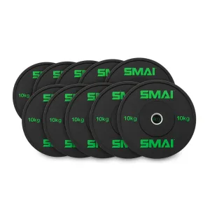 HD Bumper Plates Set - 5 pairs of 10kg (100kg) Smai