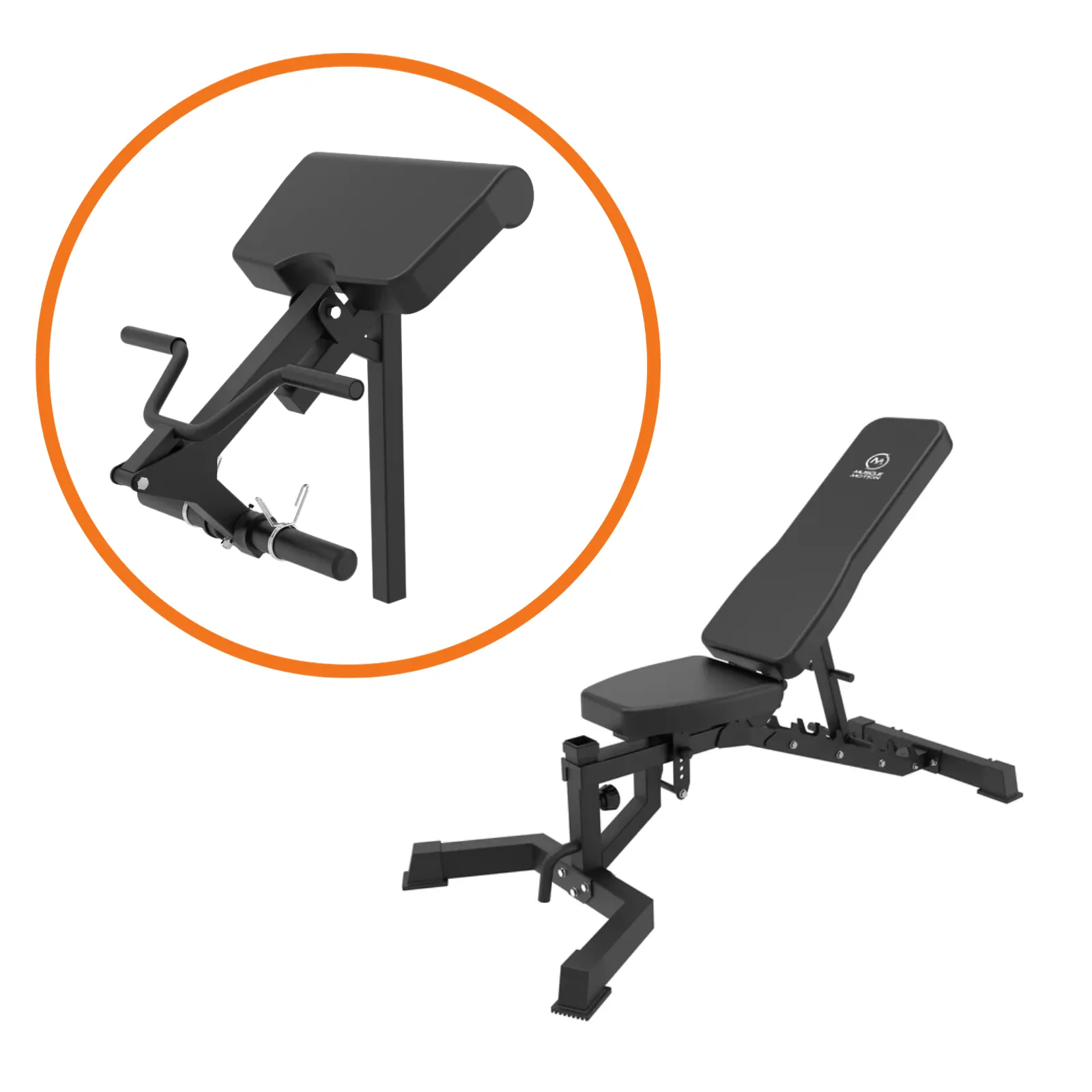Muscle Motion AB1013 Bench with Preacher Curl Attachment
