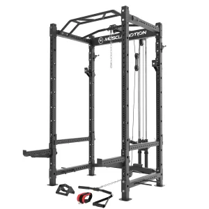 Muscle Motion PR1012 Power Rack inc Spotter Arms, Safety Rails and High Low Pulley