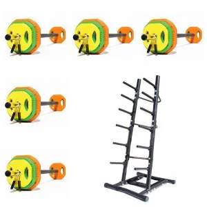 Muscle Motion Studio 5 x 20kg Barbell Set Plus Storage Rack