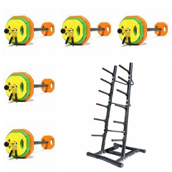 Muscle Motion Studio 5 x 20kg Barbell Set Plus Storage Rack