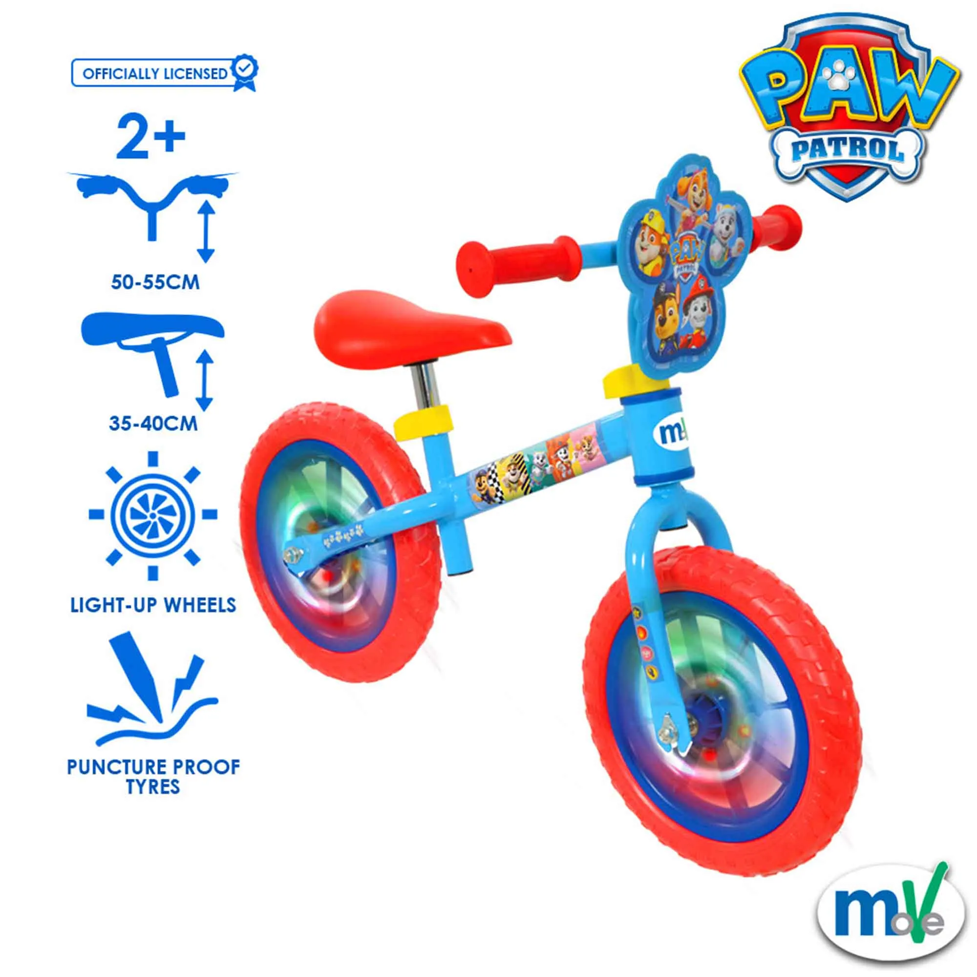 Paw Patrol 12" Balance Bike with Light Up Wheels
