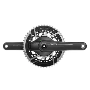 SRAM RED AXS Power Meter Crankset - 165mm 2x 12-Speed 46/33t 8-Bolt Direct Mount DUB Spindle Interface Natural Carbon E1