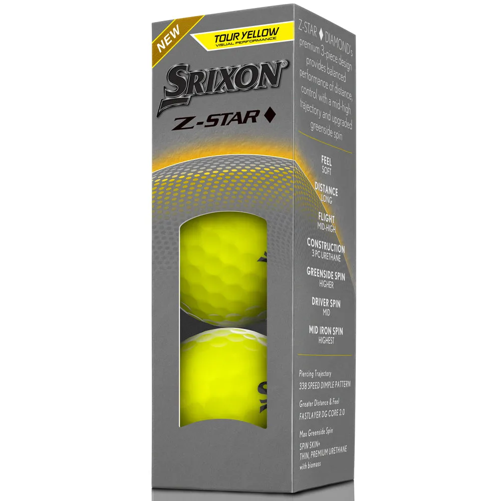 Srixon Z-Star Diamond Golf Balls - Yellow - 12 Pack
