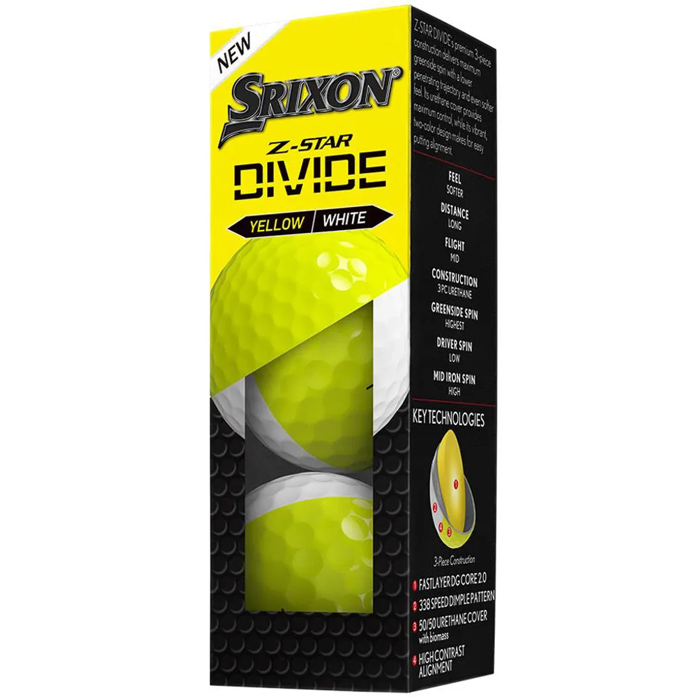 Srixon Z-Star Divide Golf Balls - White/Yellow - 12 Pack