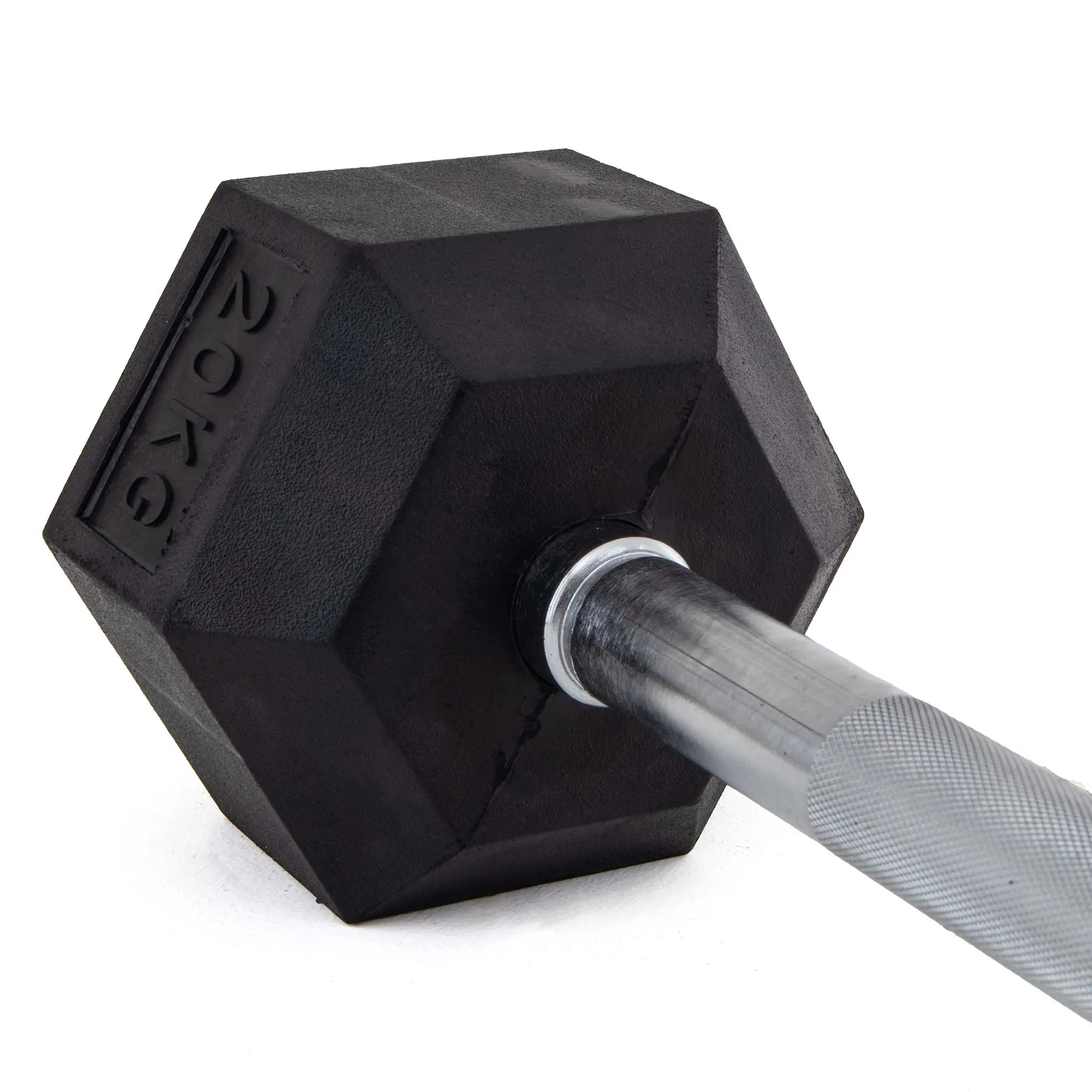 UBX Boxing   Strength Fixed Barbell Set & Rack - Rubber Hex Smai