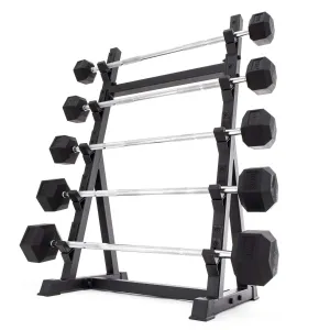 UBX Boxing   Strength Fixed Barbell Set & Rack - Rubber Hex Smai