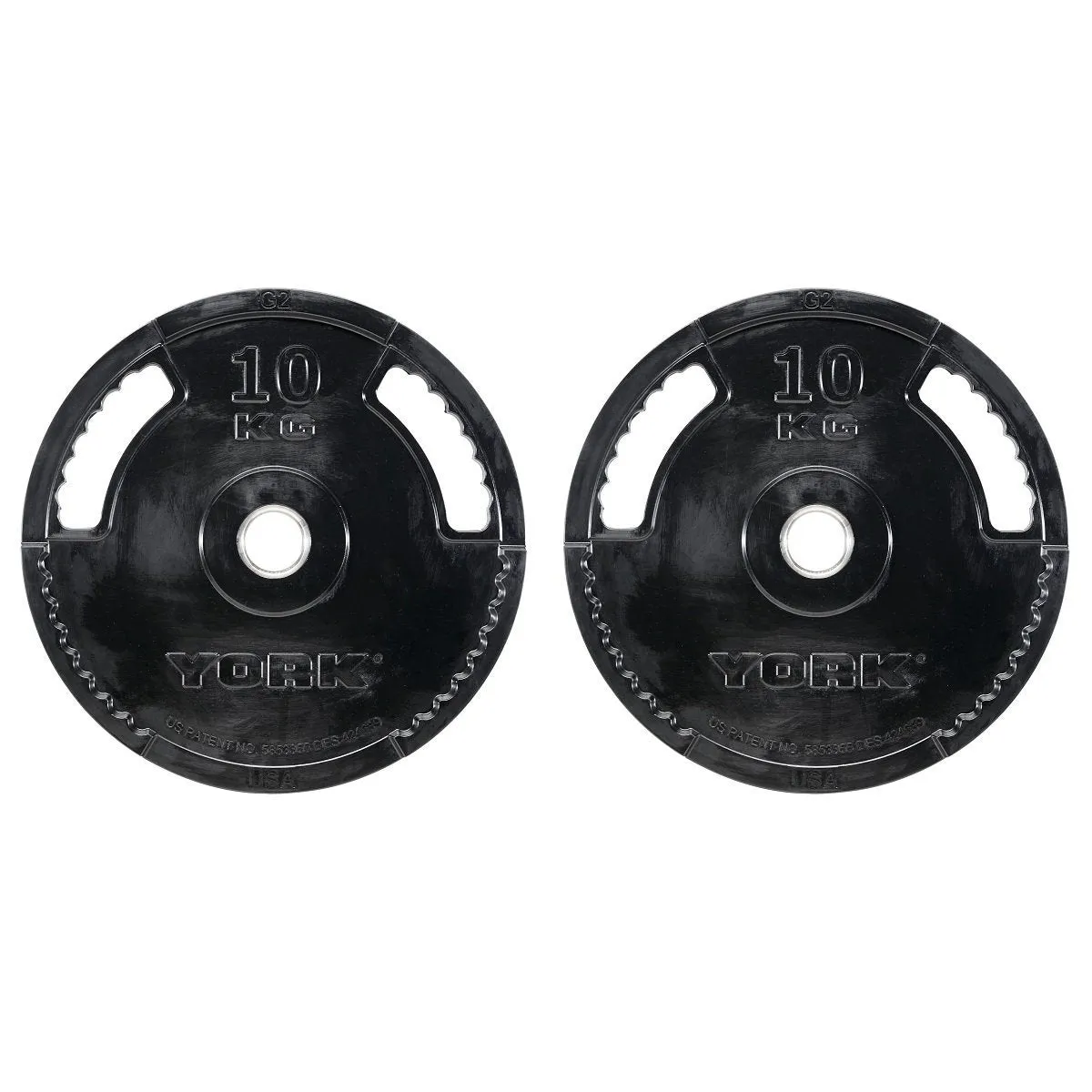 York 2 x 10kg G2 Rubber Thin Line Olympic Weight Plates
