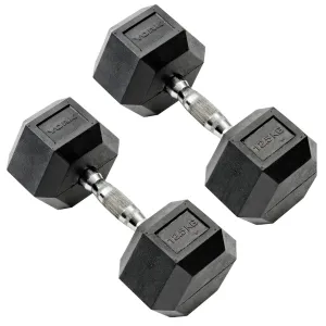 York Commercial - 2 x 12.5kg Rubber Hex Dumbbell