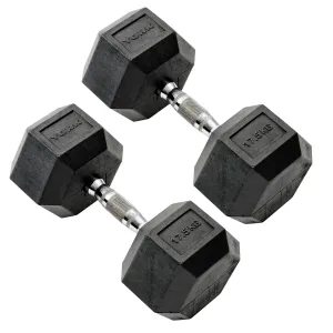 York Commercial - 2 x 17.5kg Rubber Hex Dumbbell