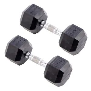 York Commercial - 2 x 7.5kg Rubber Hex Dumbbell